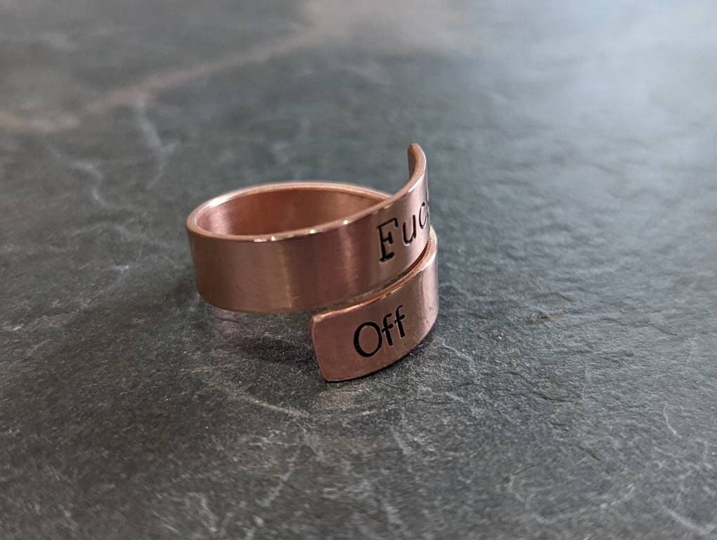 Bypass wrap copper ring with F@ck Off