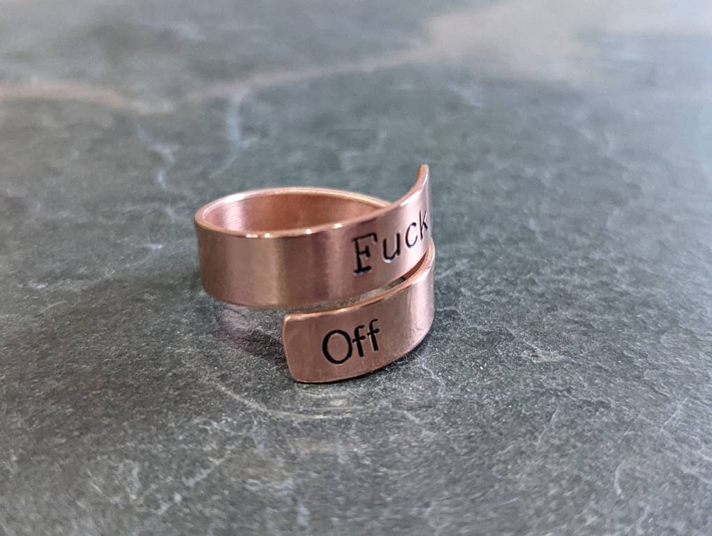 Bypass wrap copper ring with F@ck Off