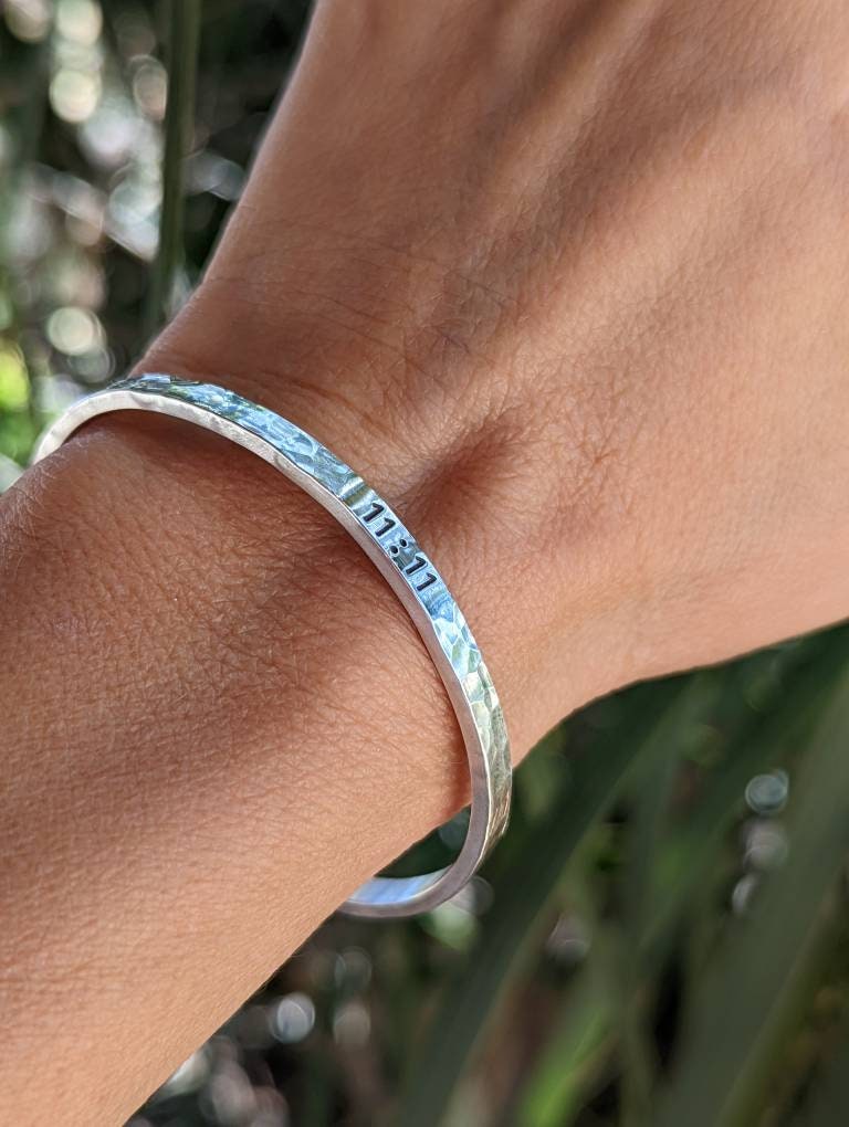 Sterling silver angel number 1111 dainty bracelet