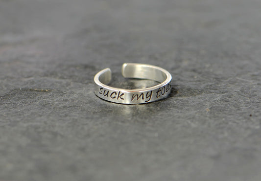 Suck my toes sterling silver toe ring