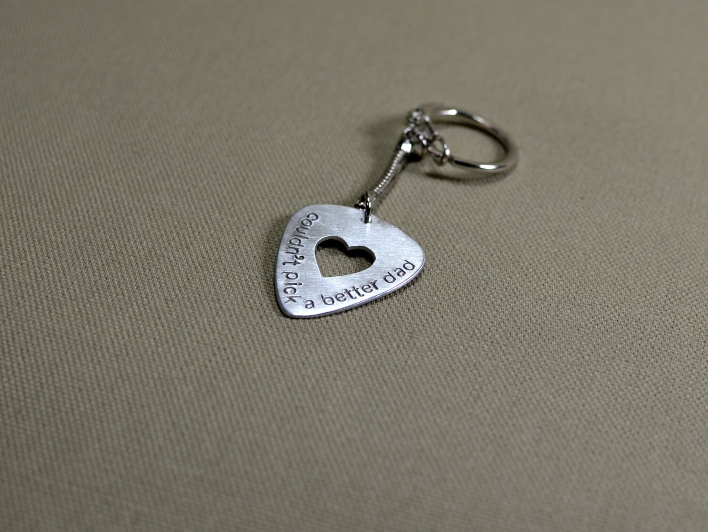 Dad sterling silver guitar pick keychain
