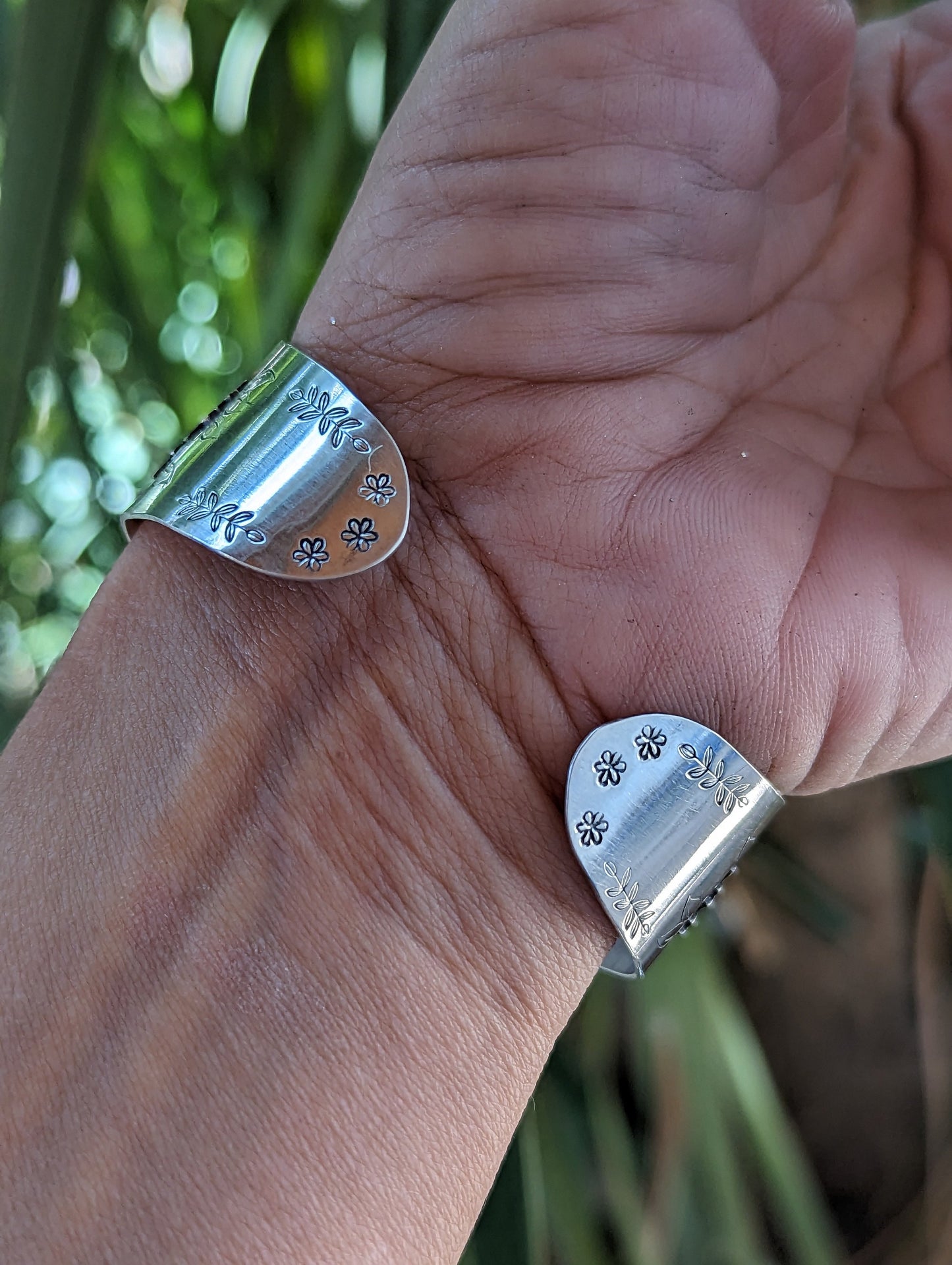 Sunflower themed sterling silver cuff bracelet
