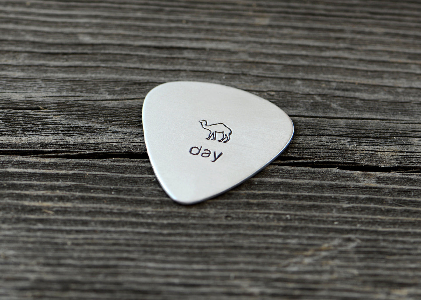 aluminum guitar pick with camel to celebrate hump day
