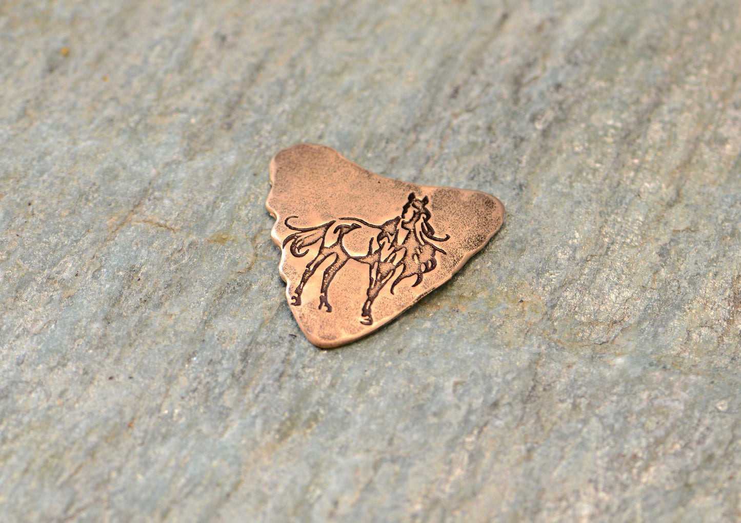bronze shark tooth guitar pick - playable with horse