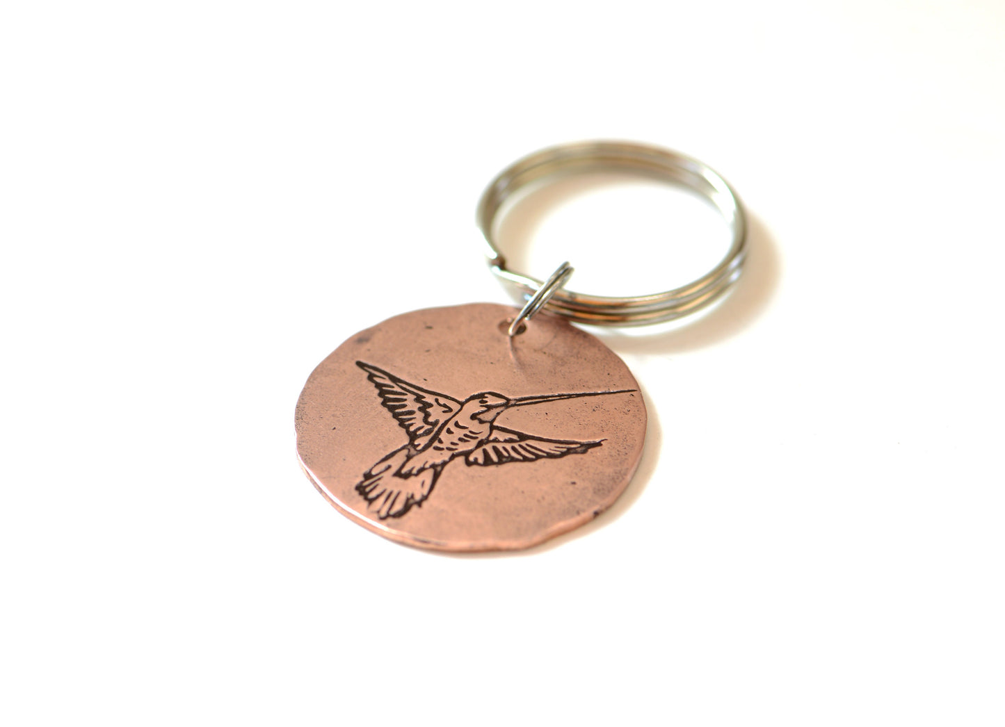 Copper hummingbird keychain