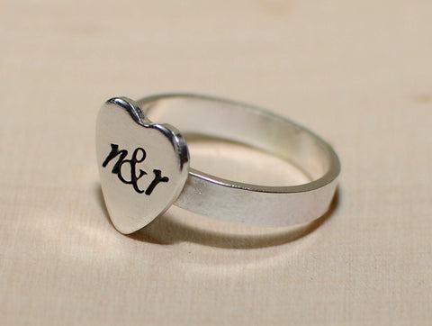Sterling silver heart ring personalized and custom fitted, NiciArt 