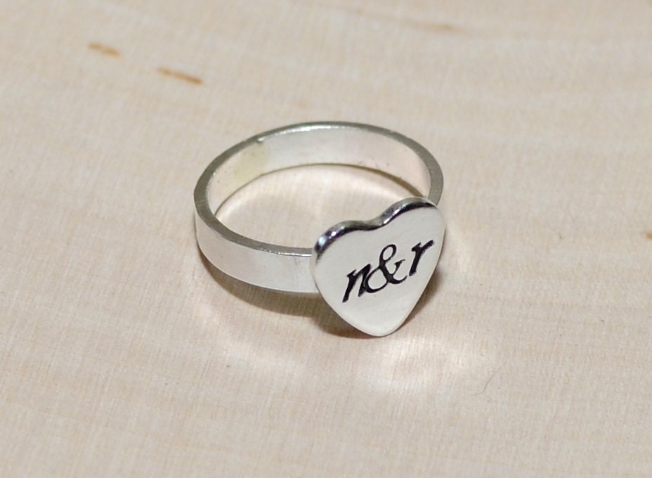 Cute and Dainty Sterling Silver Ring with initials