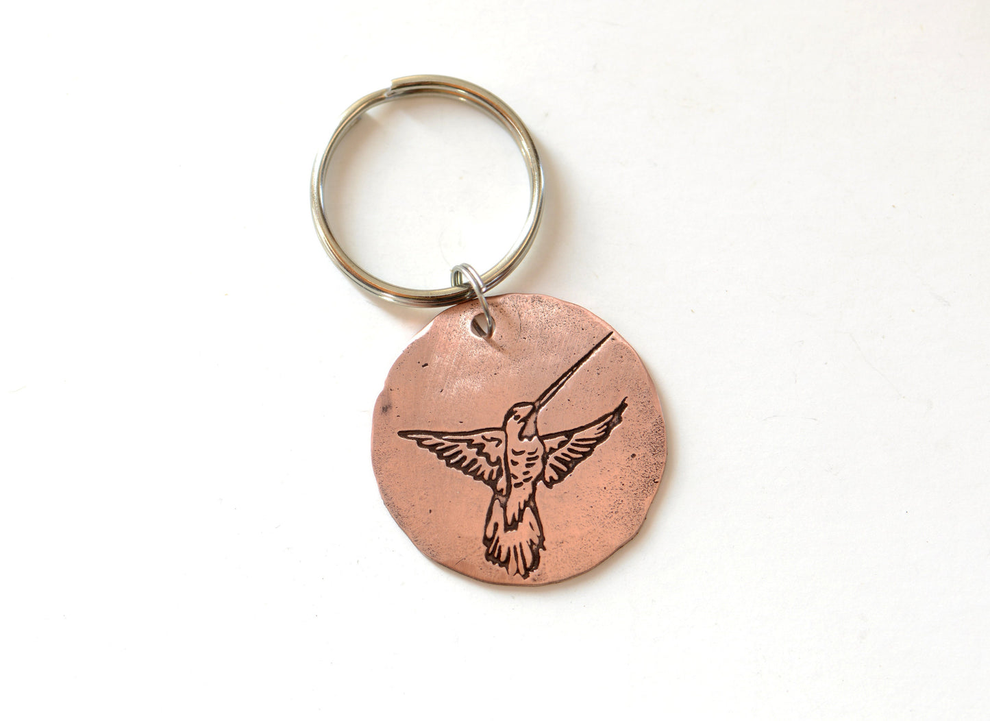 Copper hummingbird keychain