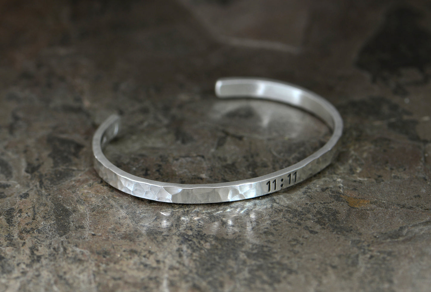 Angel number cuff bracelet in sterling silver