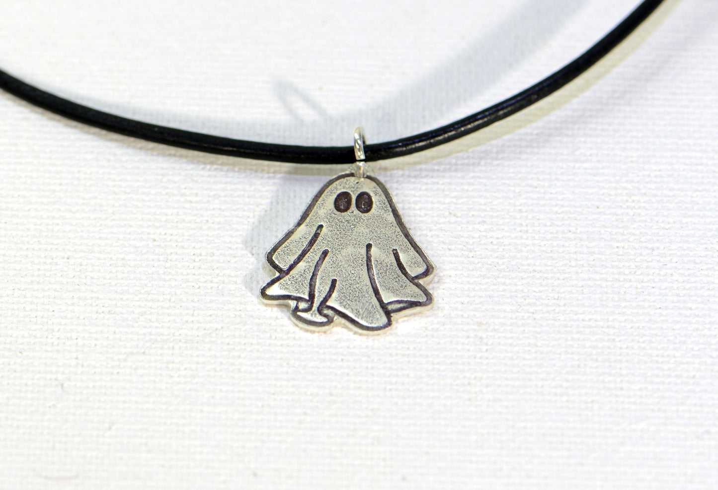 sterling silver ghost charm necklace