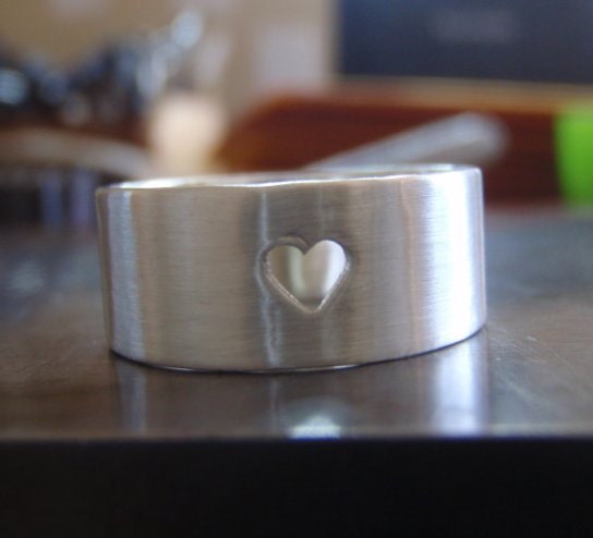 Sterling silver heart ring with cutout heart design