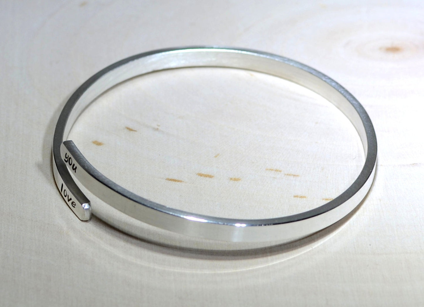 Upper arm cuff in sterling silver with personalizations
