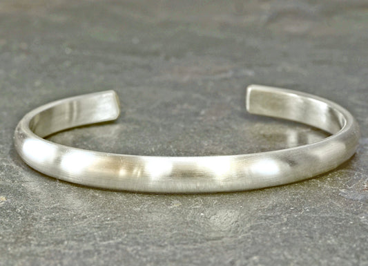 Half round and chunky sterling silver cuff bracelet