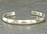 Modern half round brushed sterling silver cuff bracelet, NiciArt 