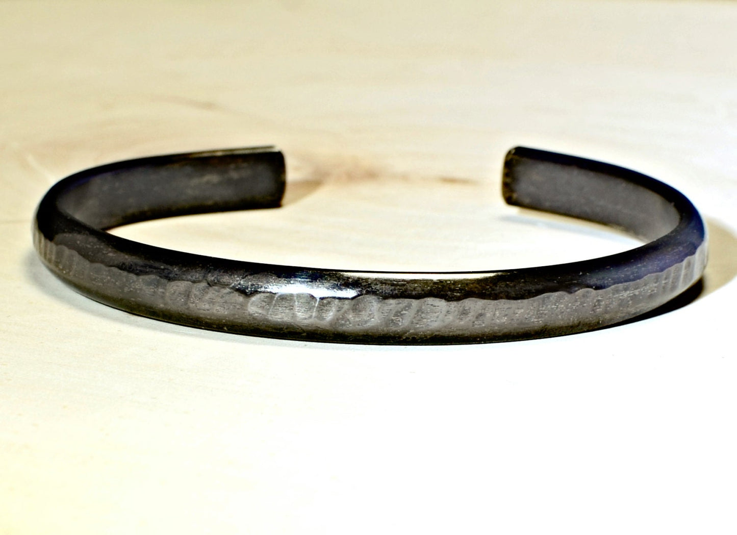 Black patina on Sterling Silver half round Cuff Bracelet