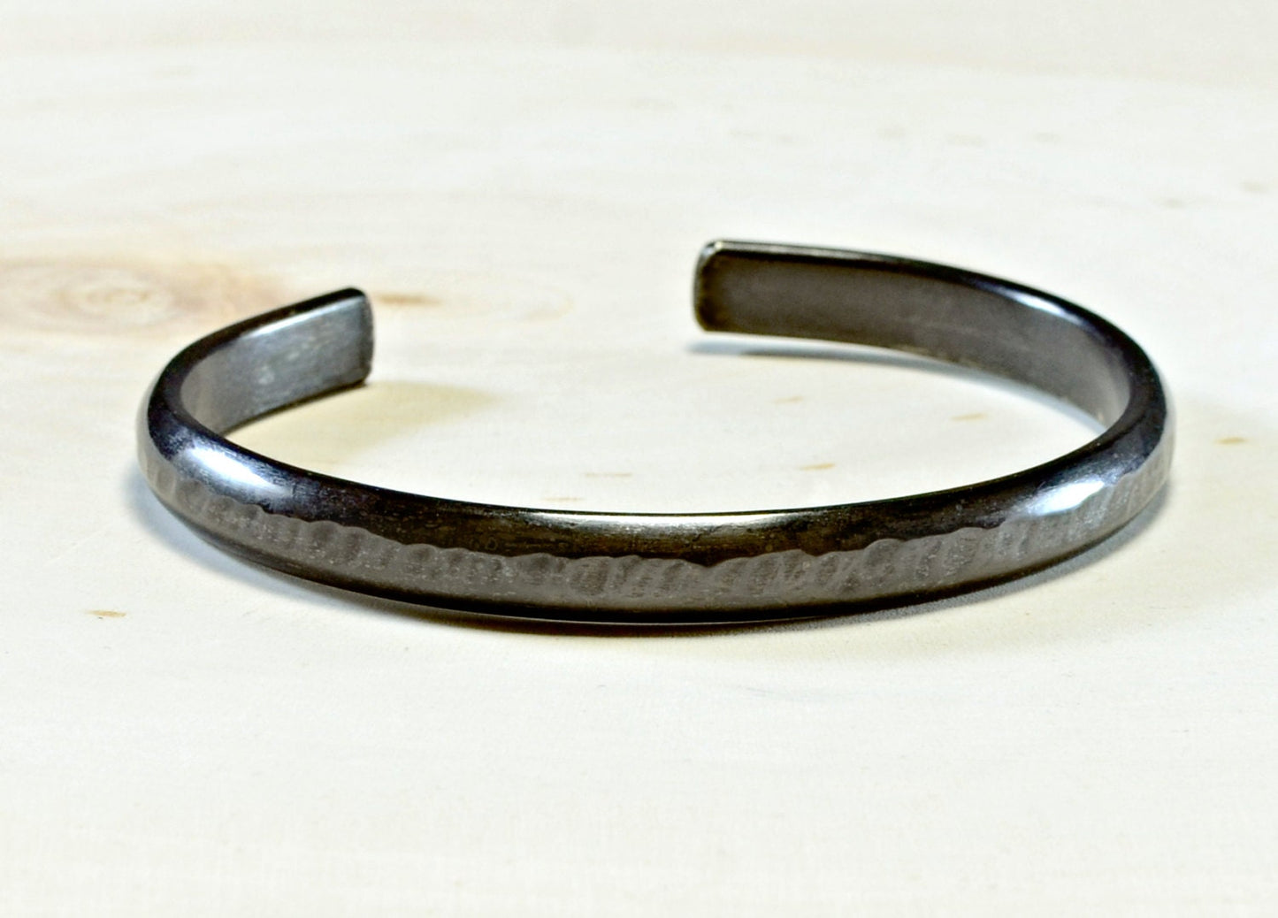 Black patina on Sterling Silver half round Cuff Bracelet