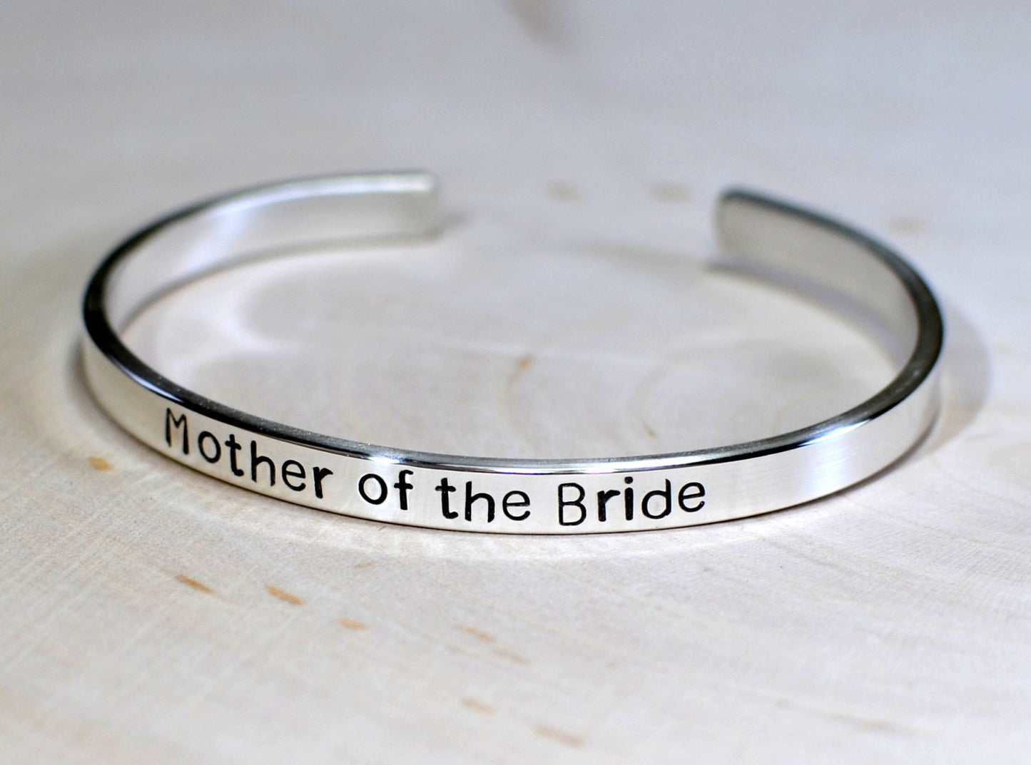 Mother of the Bride Cuff Bracelet in Sterling Silver