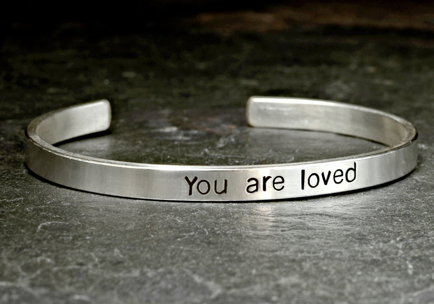 sterling silver cuff bracelet with you are loved - hand stamped