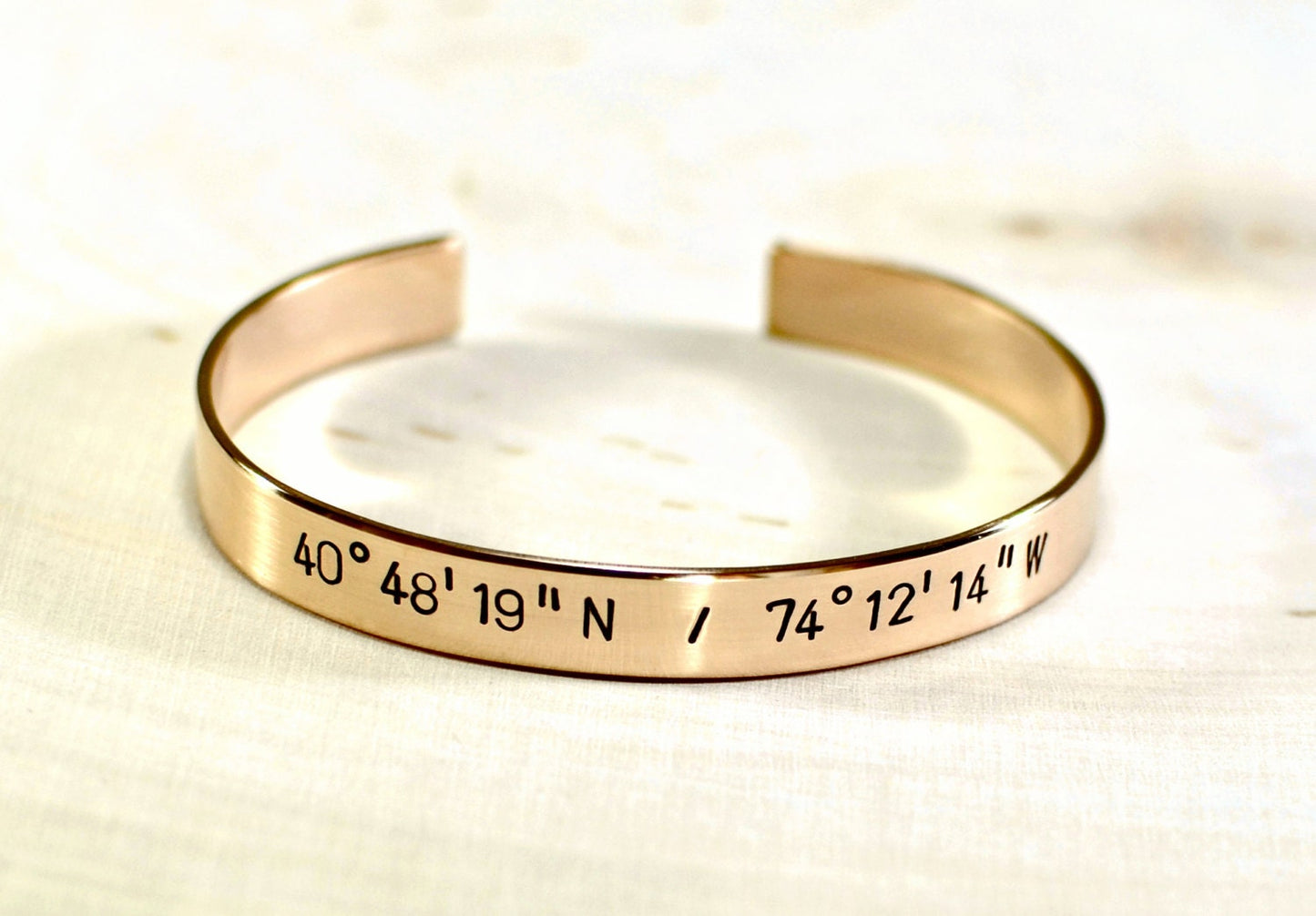 Bronze cuff bracelet personalized for graduation birthdays  8th anniversary and 19th anniversary gifts