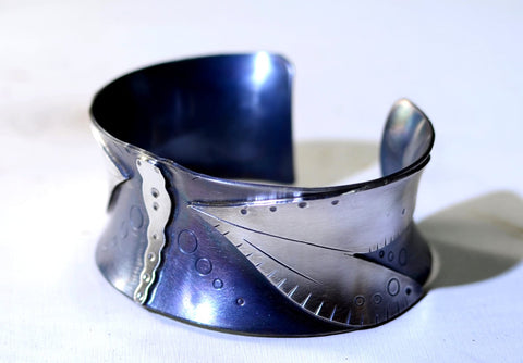 Dragonfly sterling silver anticlastic cuff bracelet, NiciArt 