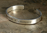 Latitude and longitude massive sterling silver cuff bracelet, NiciArt 