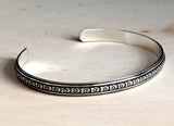 Sterling Silver Hibiscus Flower Patterned Cuff Bracelet, NiciArt 