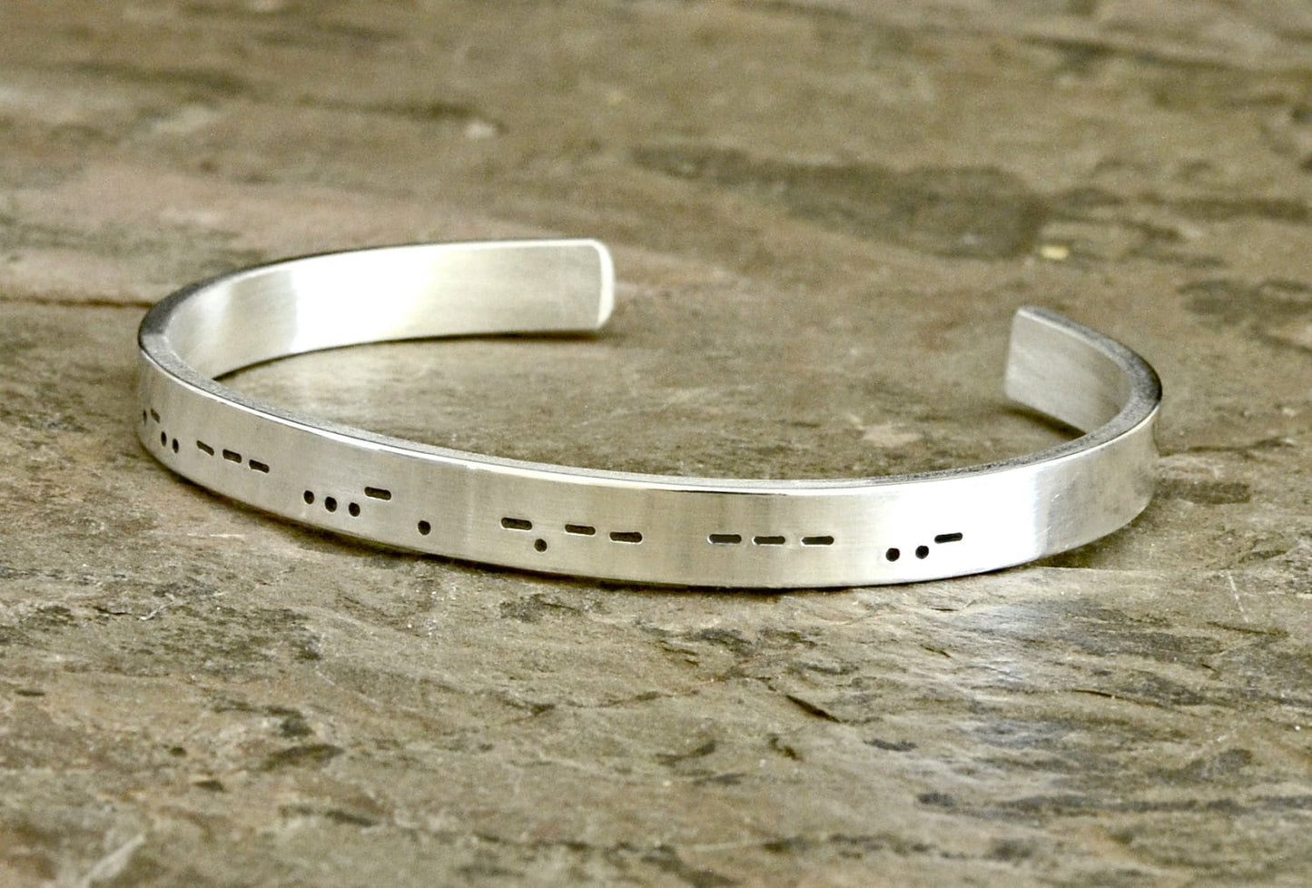 Morse Code Sterling Silver Cuff Bracelet Personalized with your Messages