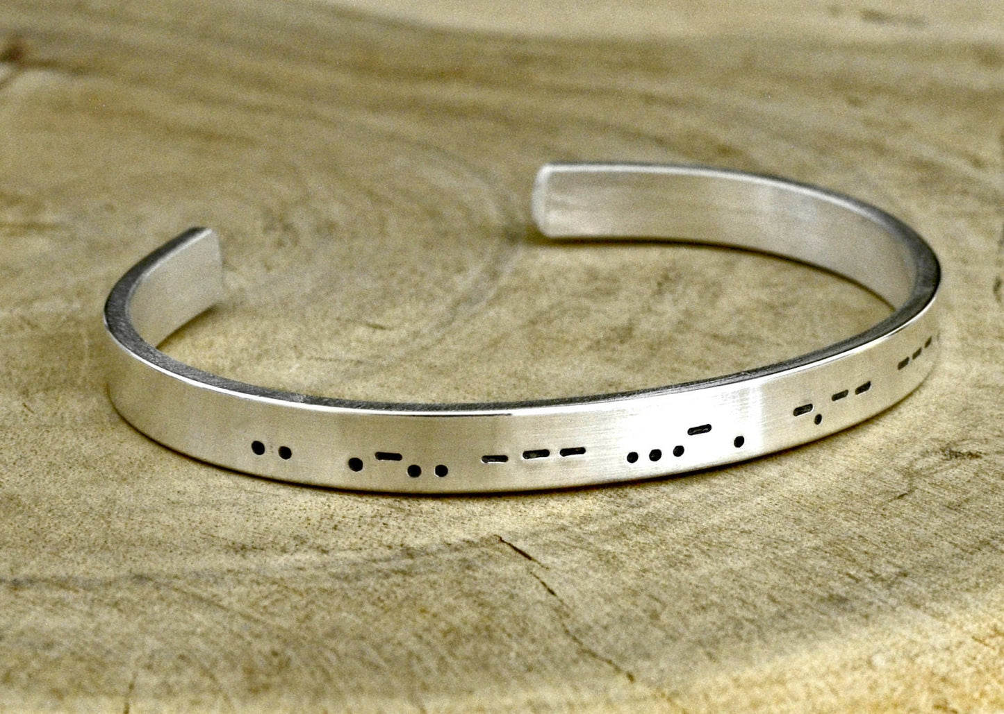Morse Code Sterling Silver Cuff Bracelet Personalized with your Messages