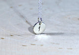 Dainty Sterling Silver Initial Charm Necklace with Hammered Border, NiciArt 