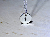Dainty Sterling Silver Initial Charm Necklace with Hammered Border, NiciArt 