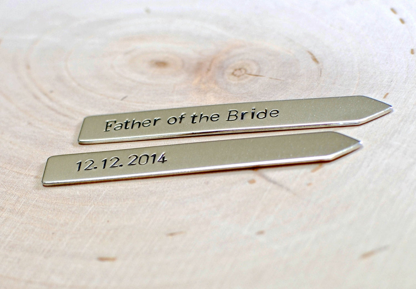 Father of the bride sterling silver collar stays