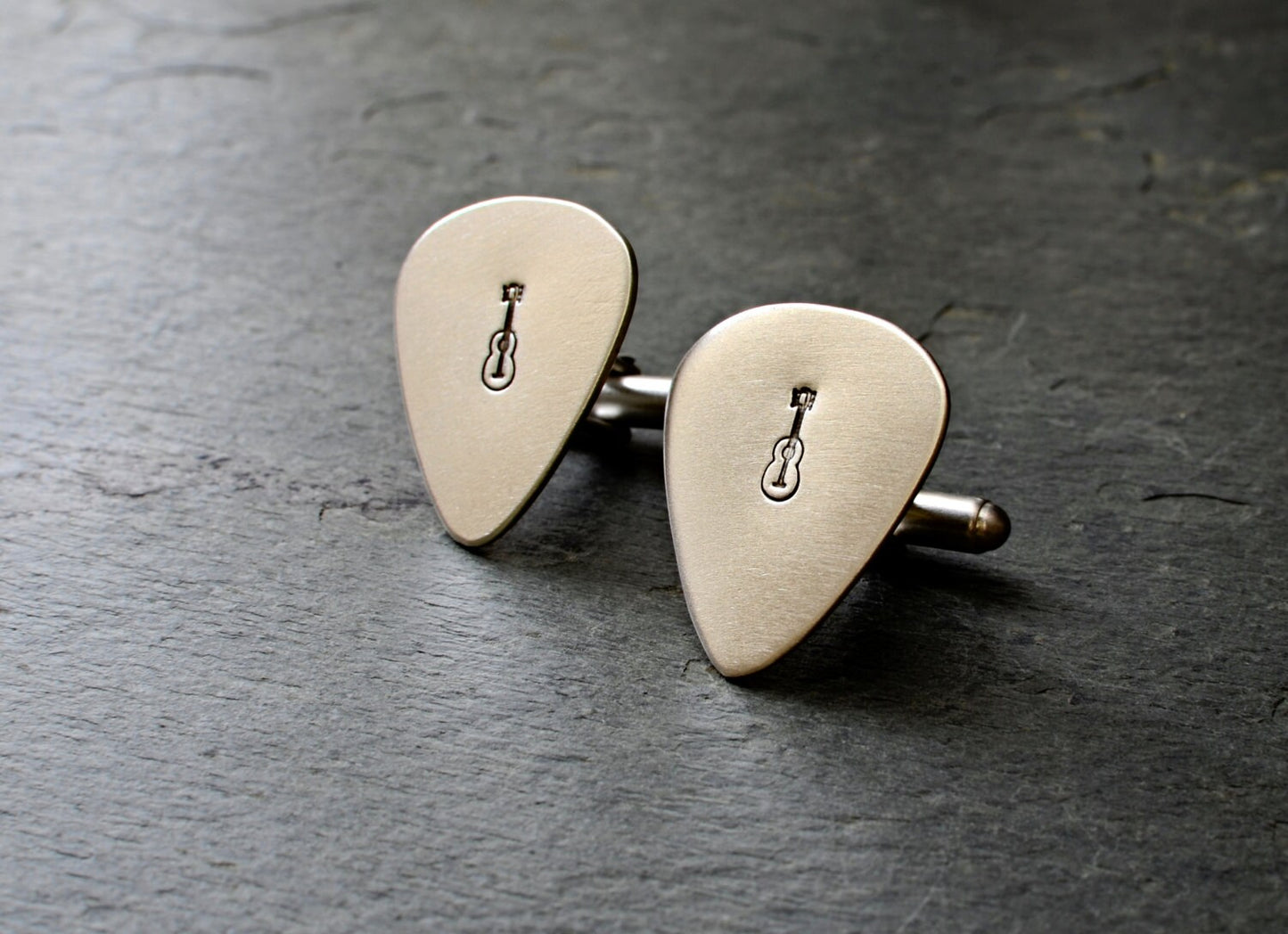 Sterling Silver Guitar Pick Cuff Links with Personalizations