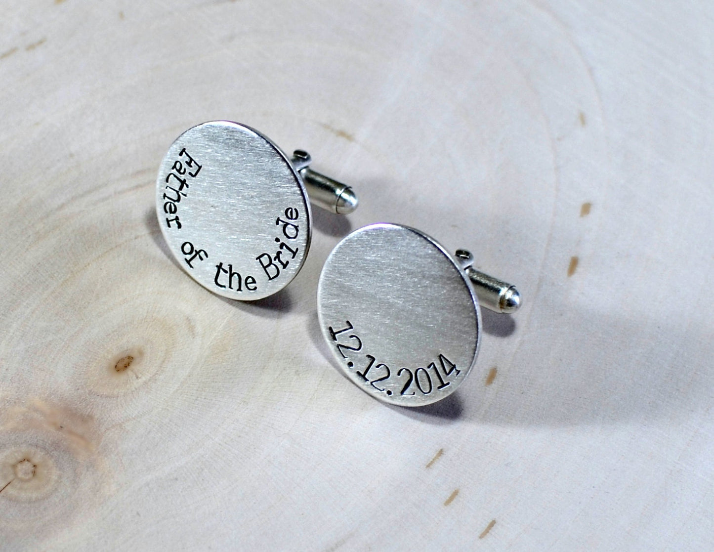 Personalized Disc style Cuff Links in Sterling Silver