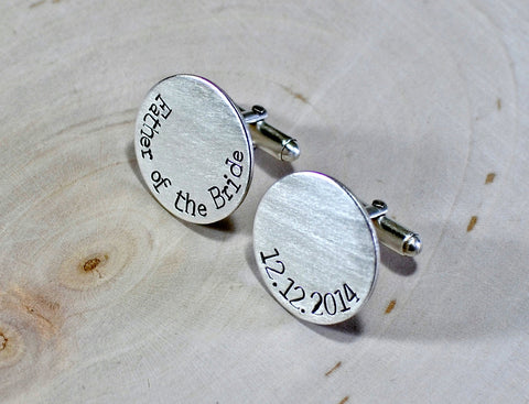 Father of the Bride sterling silver round cuff links, NiciArt 