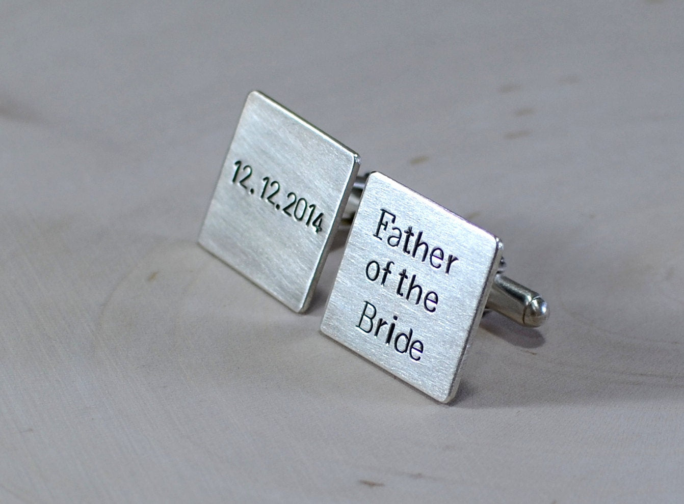 Father of the bride square cuff links in sterling silver