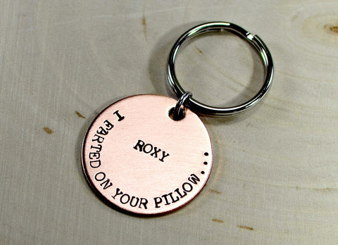 I farted on your pillow because I love you copper dog tag with love from your pooch to your heart, NiciArt 