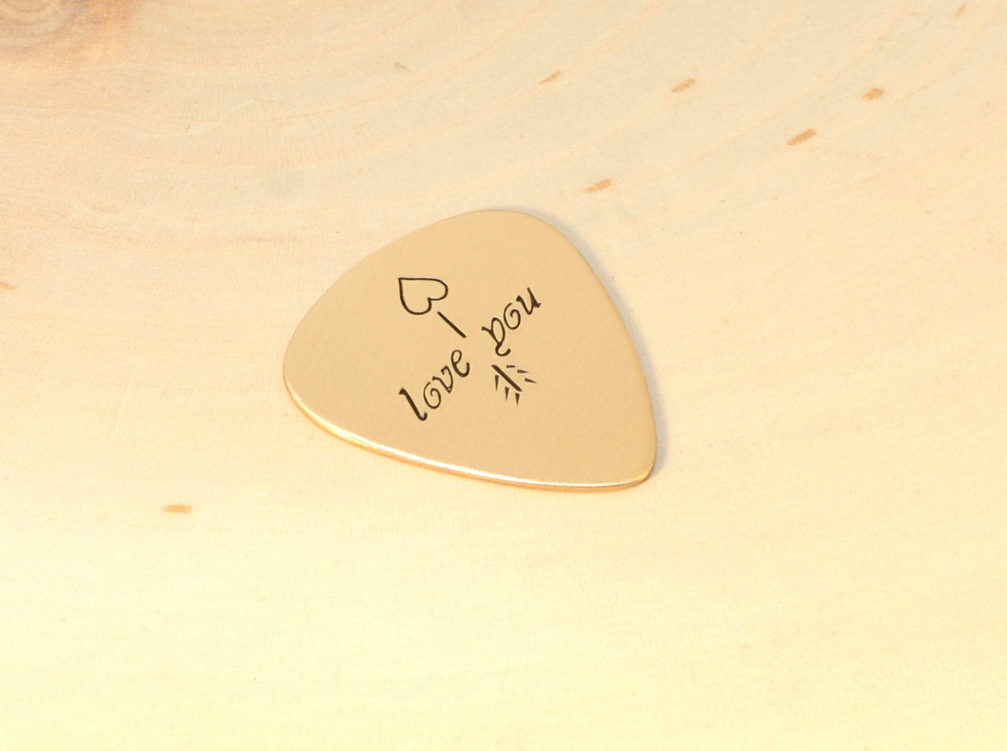 Bronze Guitar Pick with Arrow and Heart for Valentine's Day, 8th Anniversaries, or Just good old fashion Love
