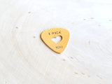 Guitar pick I pick you with signature heart cut out in bronze, NiciArt 