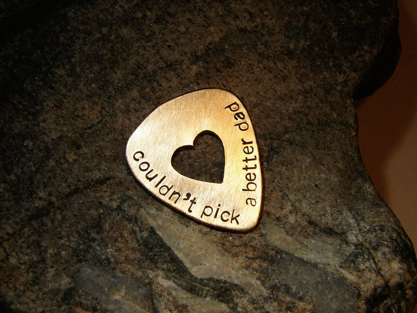 Guitar pick for dad in bronze or your choice of metals