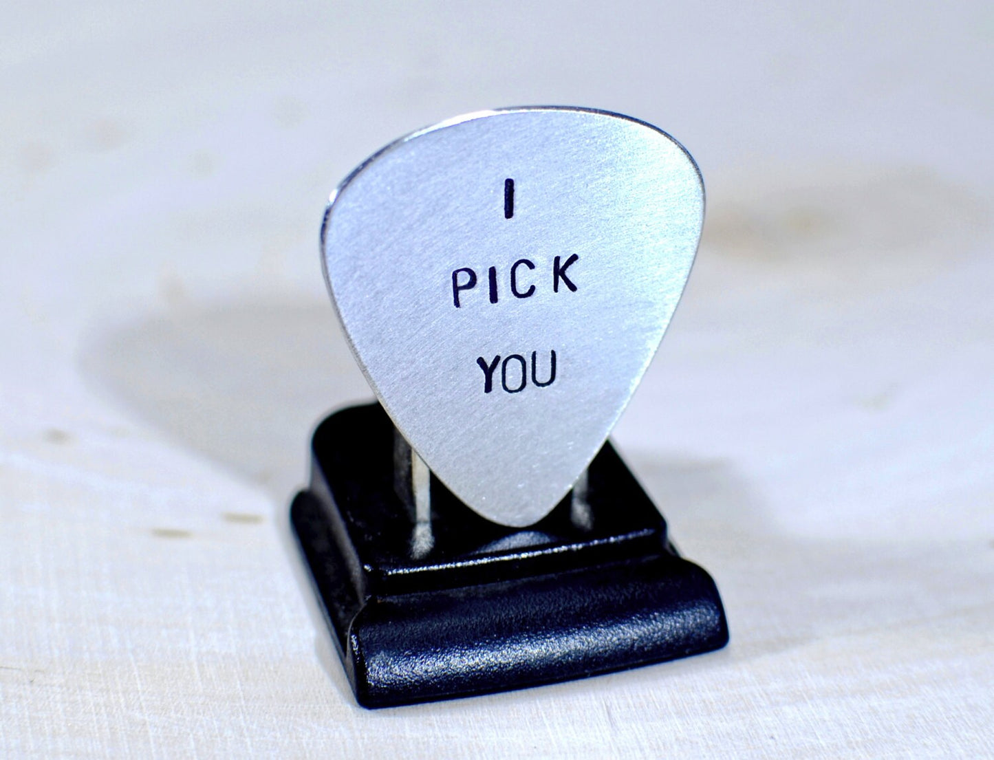 Guitar Pick with I Pick You in your choice of metals