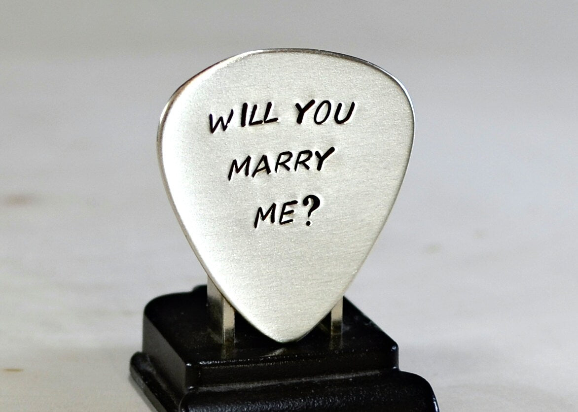 Guitar Pick Marriage Proposal in Sterling Silver