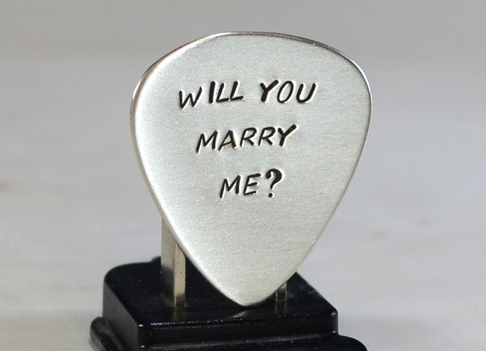 Guitar Pick Marriage Proposal in Sterling Silver