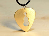 Bronze guitar pick necklace with rock and roll cut out, NiciArt 