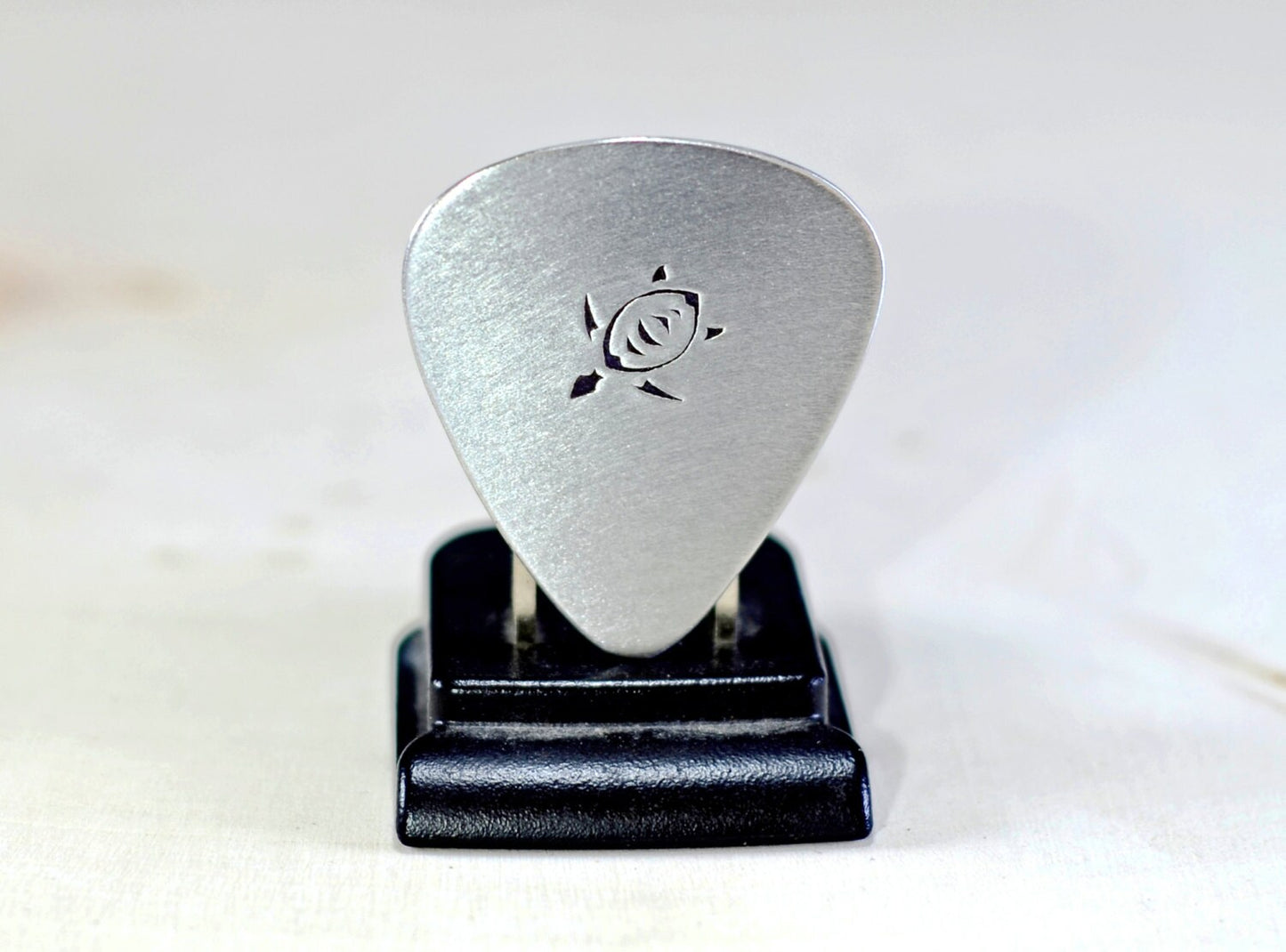 Sea turtle aluminum guitar pick handmade in aluminum for peace and tranquility in your music