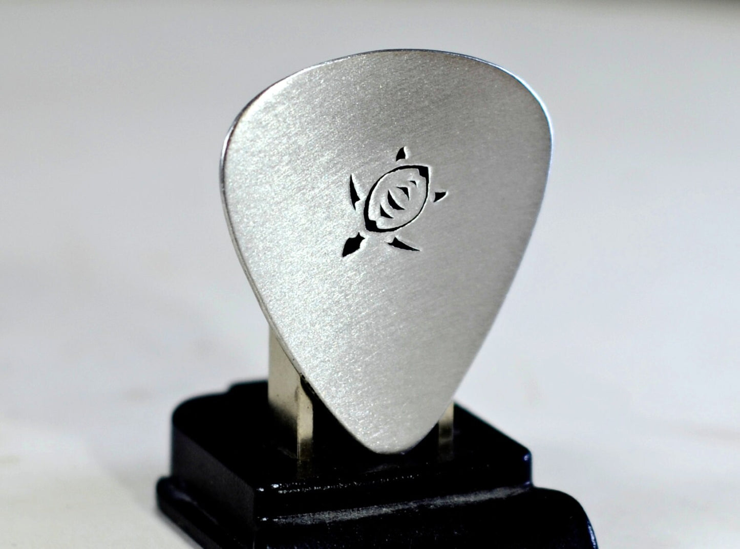 Sea turtle aluminum guitar pick handmade in aluminum for peace and tranquility in your music