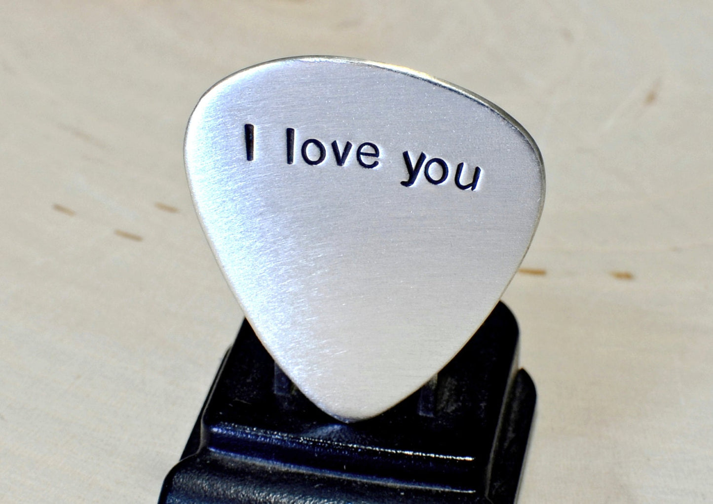 I love you sterling silver guitar pick