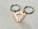Couples guitar pick keychain with heart cut out and messages of love, NiciArt 