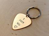 Guitar pick keychain I pick you with lots of love in bronze, NiciArt 