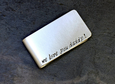 Sterling Silver Money Clip for Fathers Day with We Love you Daddy, NiciArt 