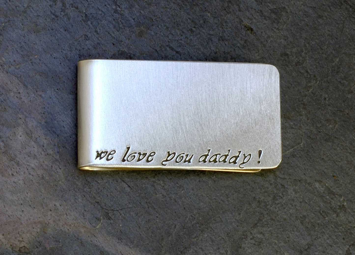 Money Clip in Sterling Silver with We Love You Daddy